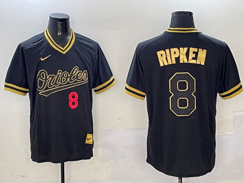 Men Baltimore Orioles 8 Ripken Black Gold Game 2025 Nike MLB Jersey style 3